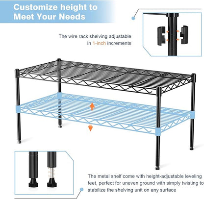 1-Tier Wire Shelf Rack, Single Metal Shelves Rack | Height Adjustable Metal - Image 5