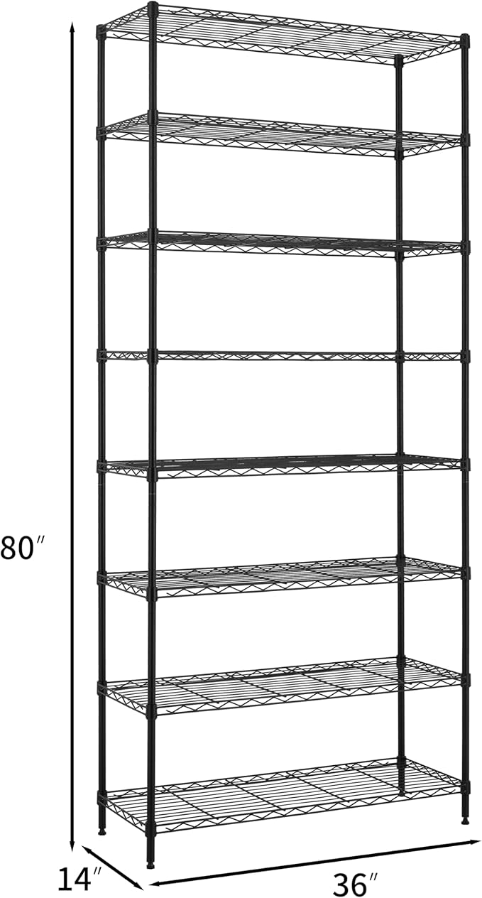 Finnhomy 8-Tier Wire Shelving Unit Adjustable Steel Wire Rack Shelving - Image 2