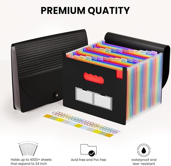 Sooez 24 Pockets Expanding File Folder - Image 7