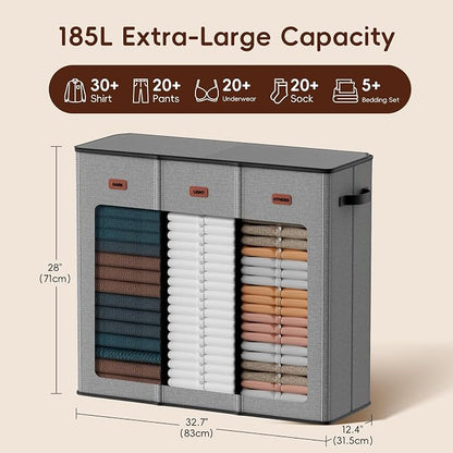 185L Laundry Hamper 3 Section, Laundry Hamper - Image 3