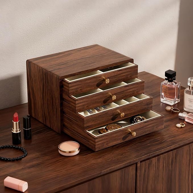GENUINED Large Black Walnut Wooden Jewelry Box, High End Solid Wood Jewelry - Image 7