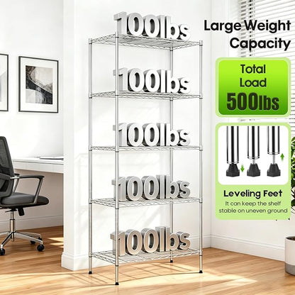BestOffice | 5-Tier Wire Storage Shelves | 14 x 24 x 60 | Chrome | - Image 4