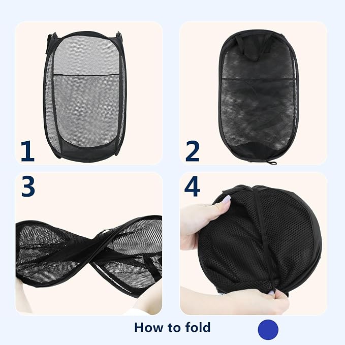 Pop Up Laundry Hamper, Mesh Laundry Basket Collapsible, Foldable Hamper - Image 3