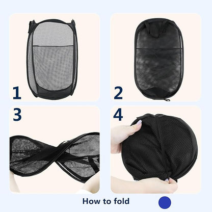 Pop Up Laundry Hamper, Mesh Laundry Basket Collapsible, Foldable Hamper - Image 3