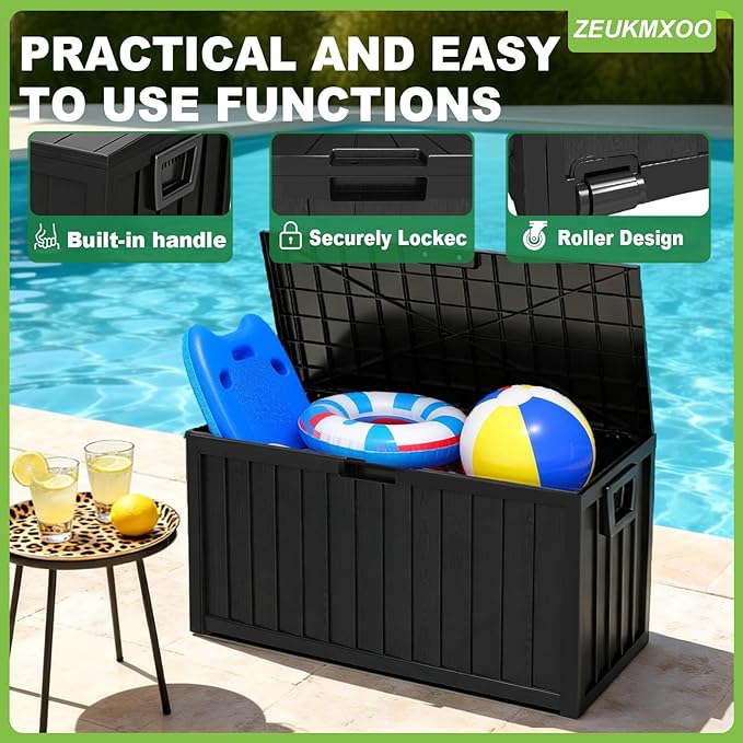 75 Gallon Outdoor Storage Box Waterproof, 350LBS Lockable Patio Storage Box - Image 7