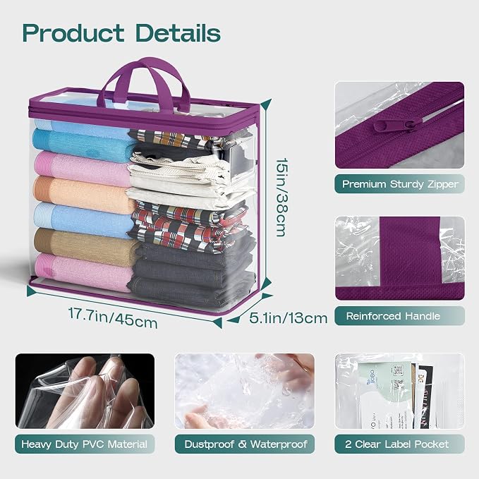 10PACK Clear Zippered Storage Bags - Image 3