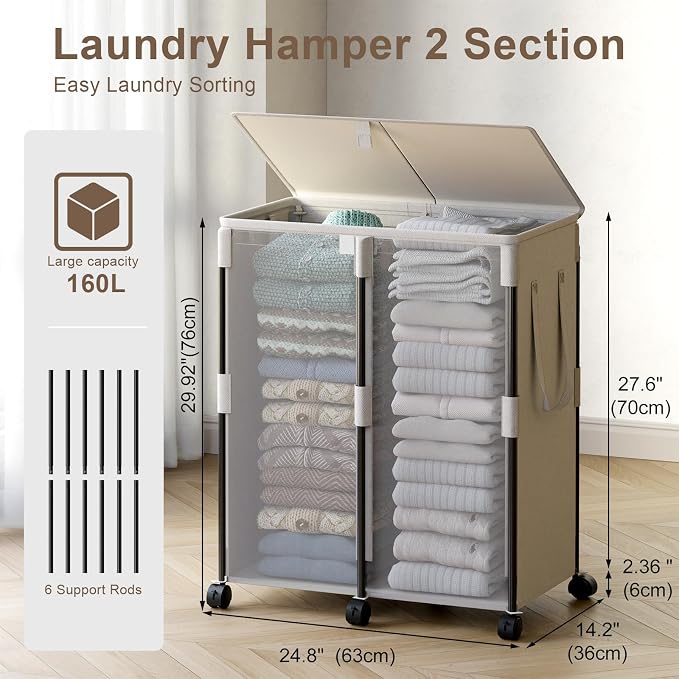 160L Double Laundry Hamper - Image 3