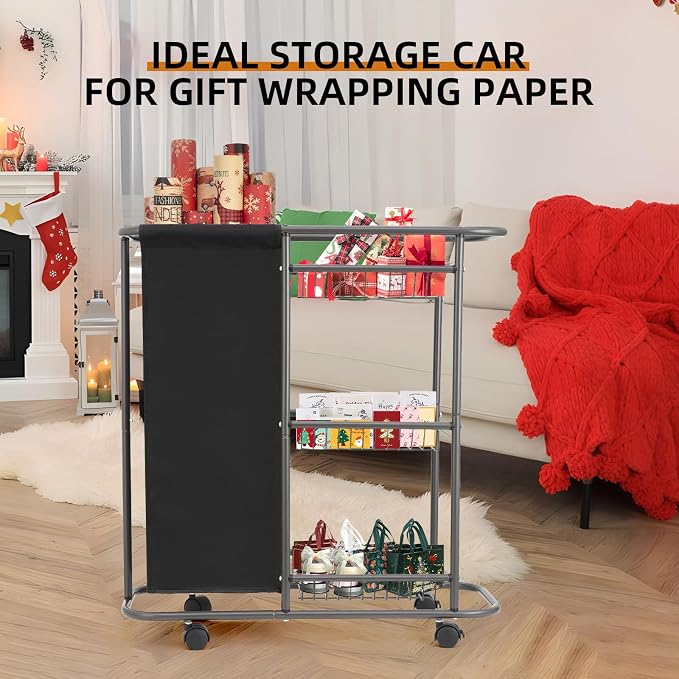 Rolling Laundry Cart with Wheels: 3-Tier Laundry Caddy Between Washer and Dryer - Image 9