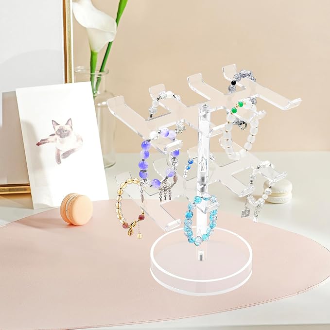 Bigfety Bracelet Holder Organizer, 2 Tier Acrylic Bracelet Display Stand - Image 4