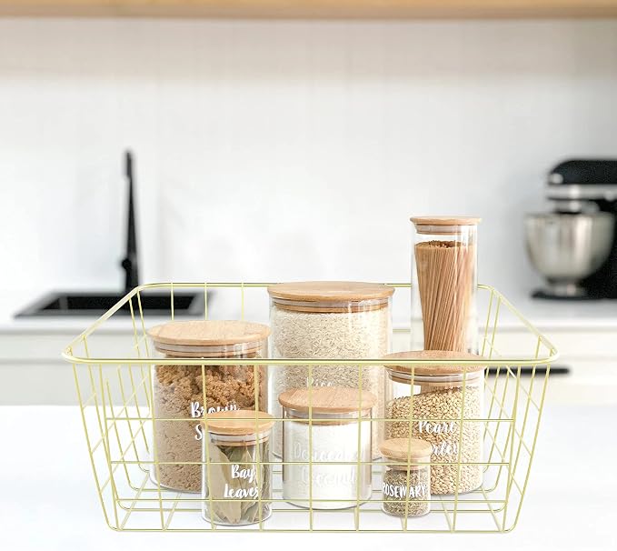 Gold Wire Baskets for Organizing, Storage Bins for Bathroom | Gold Basket - Image 4