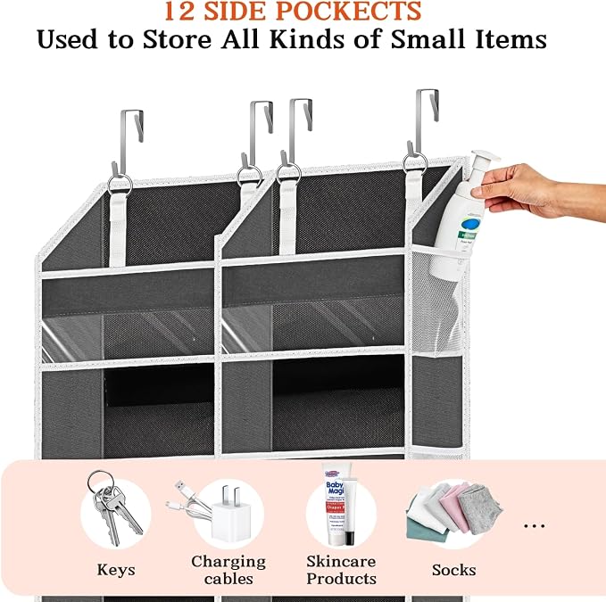 2 Pack Over The Door Organizer 6 Tiers, Extra Large Behind Door Storage of 12 - Image 5