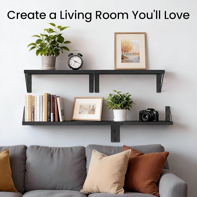 BAYKA Wall Mounted Floating Bathroom Shelves, Wood Wall Shelf - Image 3