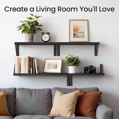 BAYKA Wall Mounted Floating Bathroom Shelves, Wood Wall Shelf - Image 3