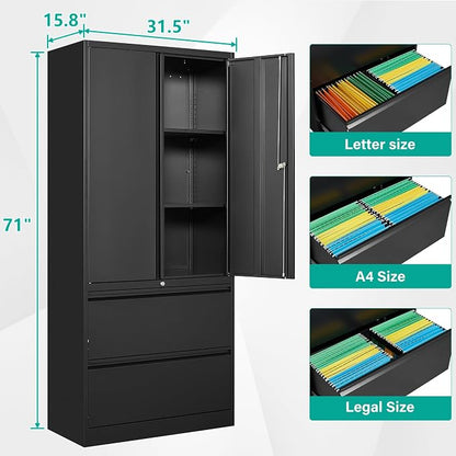 SISESOL Black Metal Storage Cabinet - Image 2