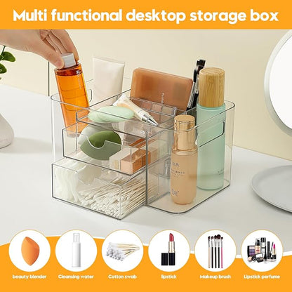 Acrylic Makeup Organizer for Countertop – 2 Drawers & 3 Compartments, Jewelry & - Image 3