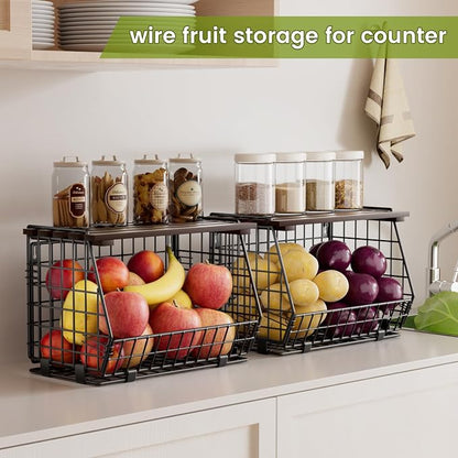 Wire Fruit Basket for Kitchen Storage: Hanging and Counter Wall Fruit Basket - Image 2