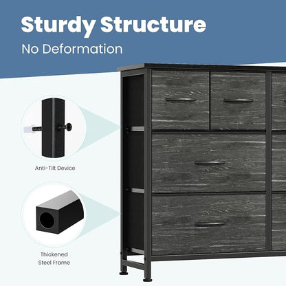 DUMOS Dresser for Bedroom with 8 Fabric Drawers, Wide Fabric Dresser | Storage - Image 6