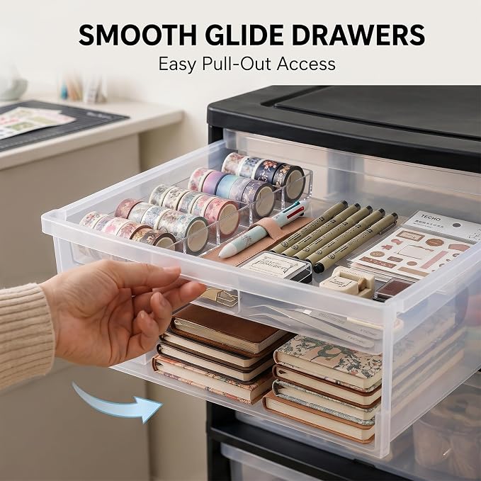 3 Drawer Storage Tower, Wide Plastic Floor Organizer - Image 6