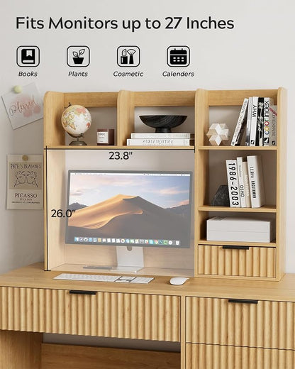 Desktop Bookshelf, Wood Desk Shelf - Image 3
