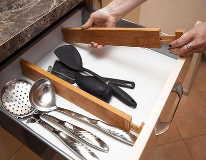 6 Pack Bamboo Kitchen Drawer Dividers, Expandable Drawer Separators Splitter - Image 7