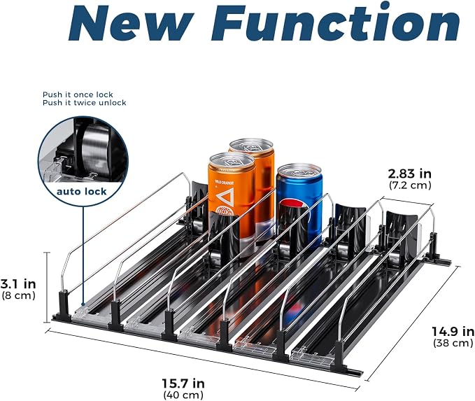 Puricon Drink Organizer for Fridge Pusher Glide, Spring Loaded Fridge Drink - Image 6