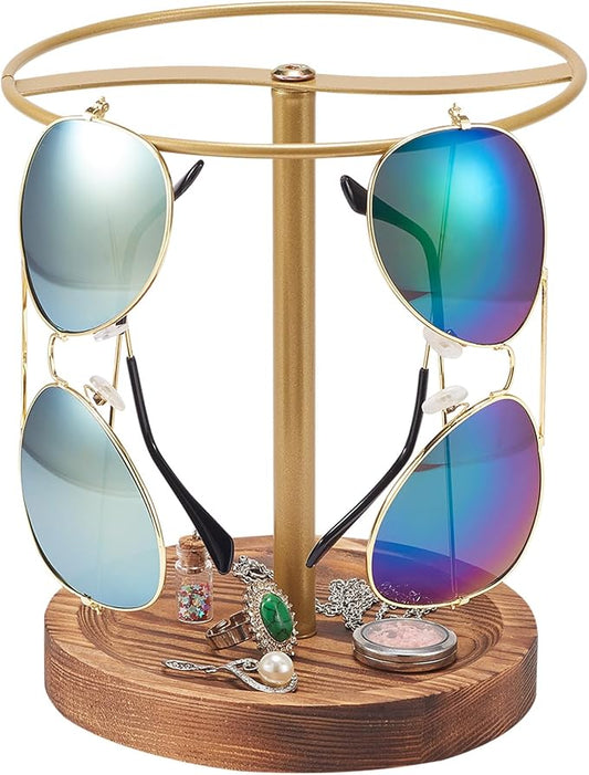 Sunglasses Organizer Wood Glasses Holder Stand, Metal Sunglass Storage Display by BDBDYEAY