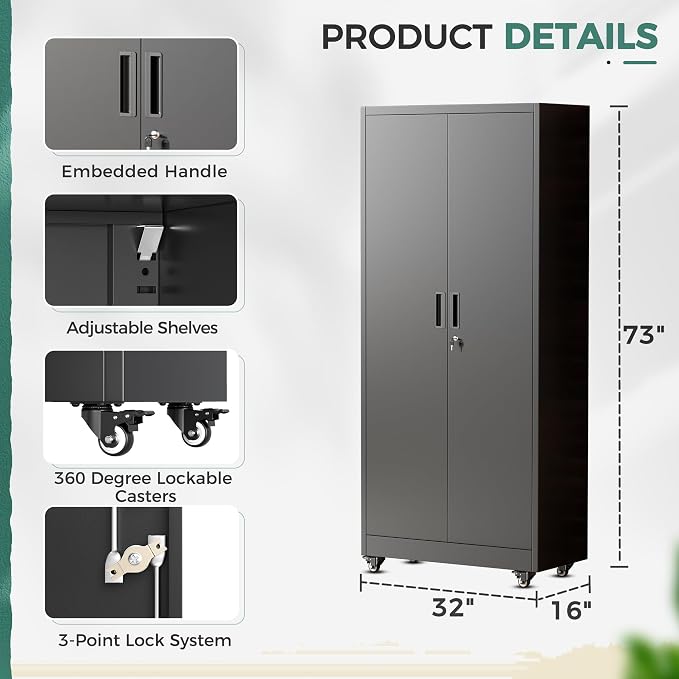 Greenvelly Metal Garage Storage Cabinet - Image 3