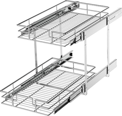 LOVMOR 2 Tier Individual Pull Out Cabinet Organizer 11"W x 21"D, Slide Out by LOVMOR