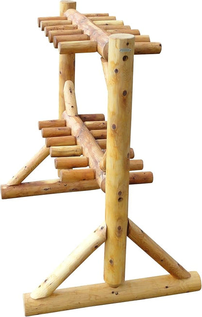 11-Place Freestanding Log Ski Rack Holder, Indoor & Outdoor Snowboard Racks - Image 5