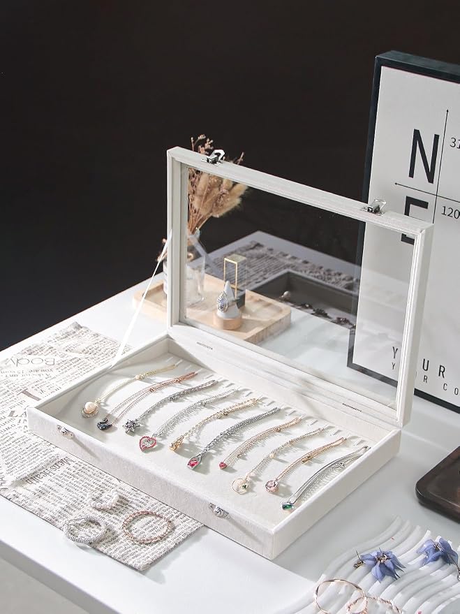 Coward 20 Hooks Necklace Organizer Jewelry Box, Dustproof Necklace Display - Image 3