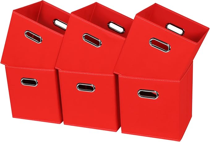 Black Fabric Cubby Storage Bins, Cube Organizer Bin Foldable Storage Boxes by Yunkeeper