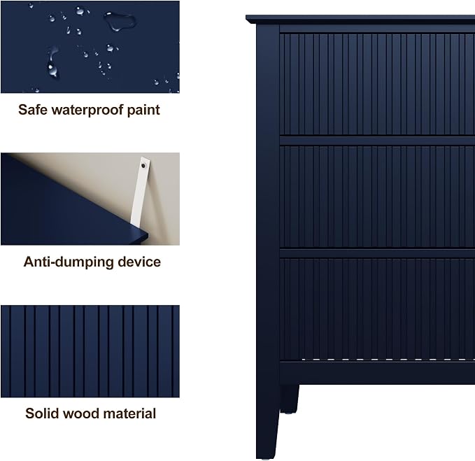 RoyalCraft 32" Large Nightstand Set of 2, Fluted Painted Wood Dresser - Image 5