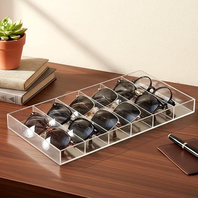 2 PCS Acrylic Sunglasses Organizer, 6 Grids Sunglasses Display Stackable | Easy - Image 3