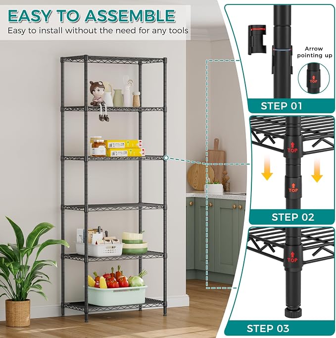 SINGAYE Shelf Wire Shelving Adjustable Storage Shelves Rack Standing Units - Image 5