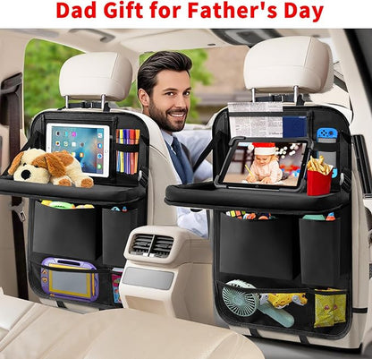 Car Backseat Organizer with Tablet Holder, 6 Storage Pockets Foldable Table - Image 2