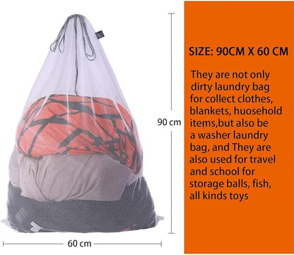 Kimmama Heavy Duty Coarse Mesh Drawstring Laundry Bag, 24x36" | Mesh Laundry Bag - Image 2