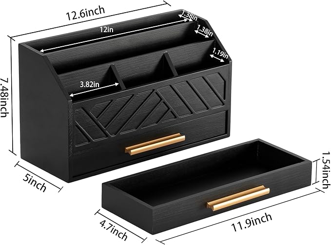 dreampossible Black Wood Desk Organizer and Accessories - Image 5