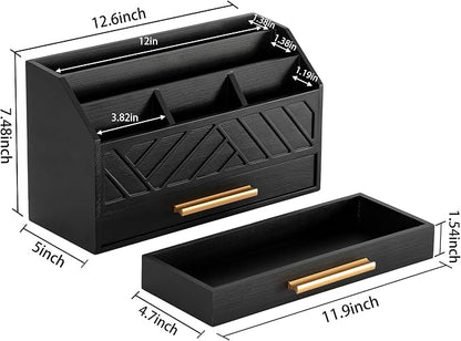 dreampossible Black Wood Desk Organizer and Accessories - Image 5