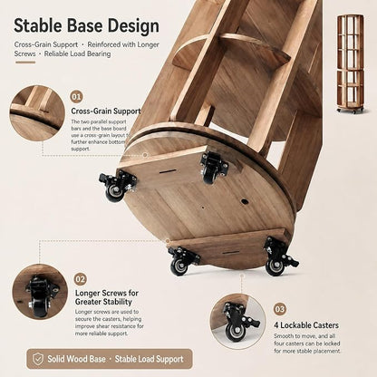 Larger Solid Wood Rotating Bookshelf Tower - Image 3