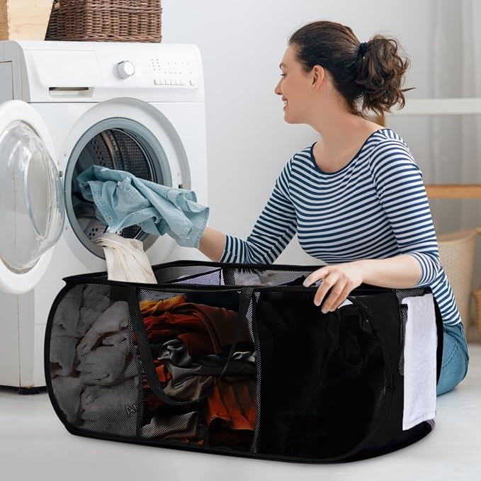 Foldable Laundry Baskets, Collapsible Mesh Laundry Hamper, Durable Pop Up - Image 2