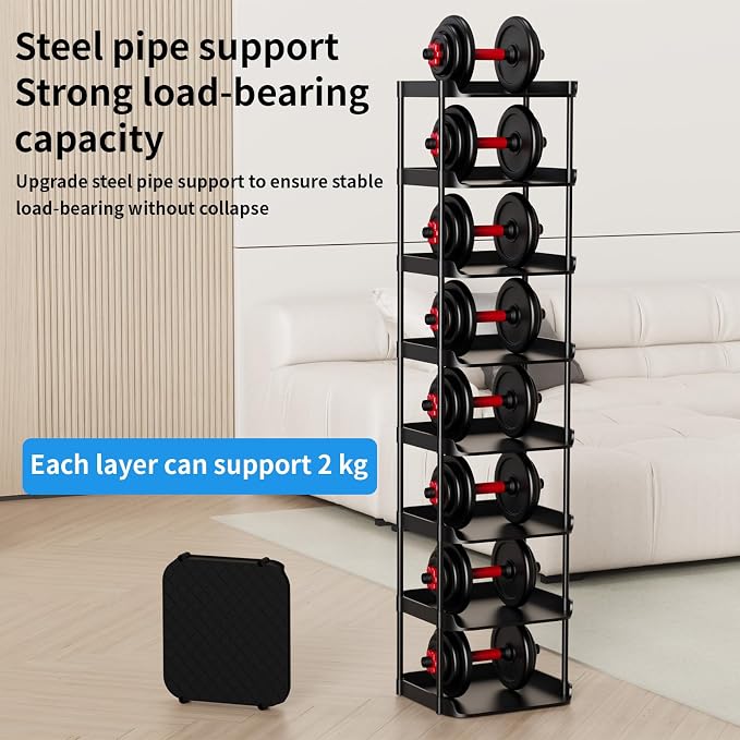 8 Tier Vertical Narrow Shoe Rack, Stackable Tall Skinny Shoerack, Compact - Image 7