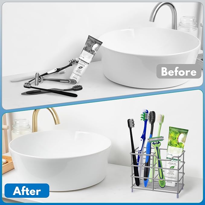 Urbanstrive 304 Stainless Steel Bathroom Toothbrush Holder Toothpaste Holder - Image 4