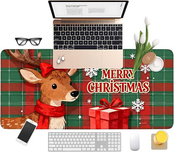 Merry Christmas-Elk Gaming Mouse Pad 35.4"x15.7"Desk Mat Anti-Slip Rubber Base - Image 8