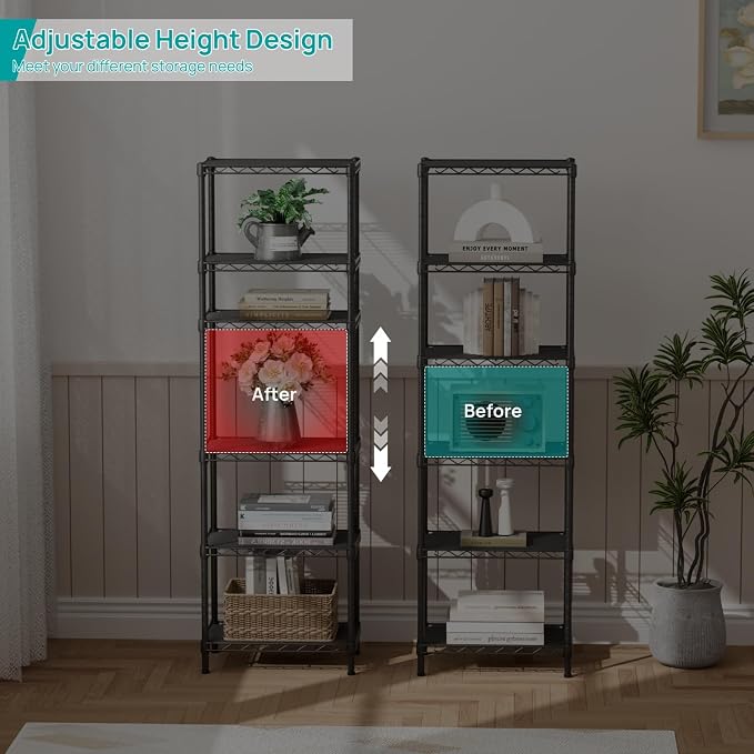 SINGAYE 6 Shelves Bathroom Organizers and Storage Shelf Wire Closet Metal - Image 6