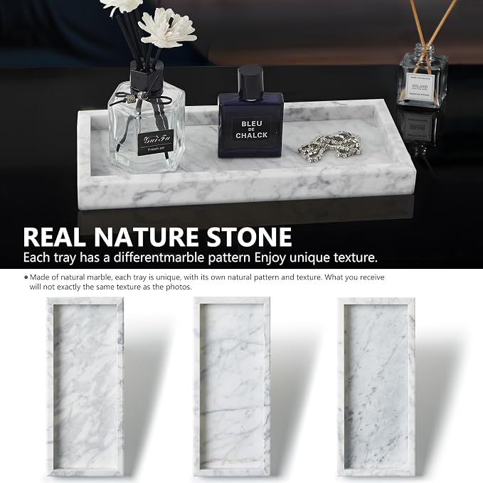 Real Natural Small Marble Tray for Bathroom, Kitchen and Desktop, Rectangle - Image 4
