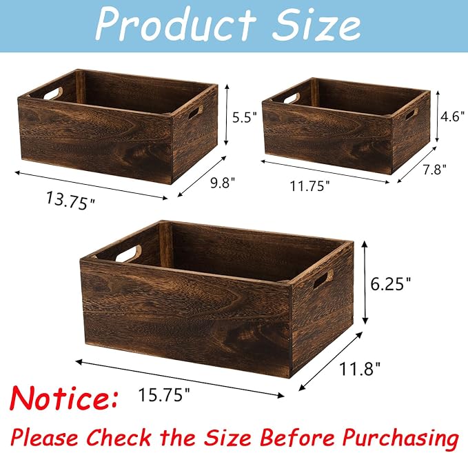 Frcctre Set of 3 Wood Nesting Storage Crates - Image 2