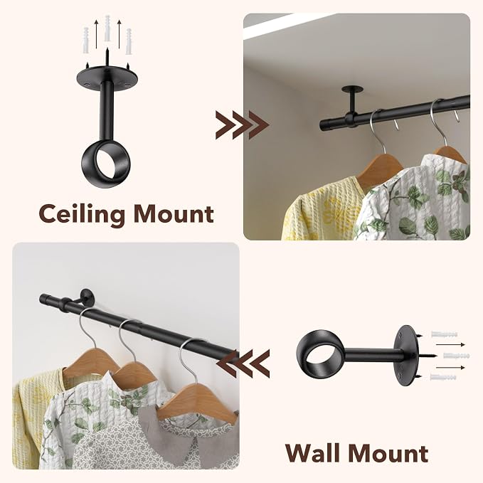 SUTINE Closet Rod, Closet Rods for Hanging Clothes, 17 to 37 inch Adjustable - Image 4