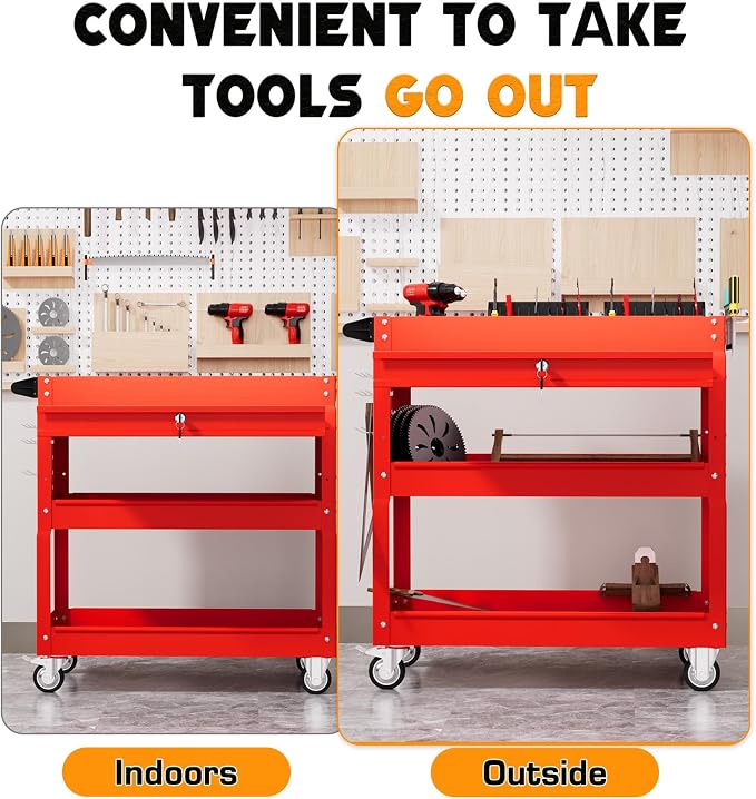 3 Tier Tool Cart on Wheels - Image 4