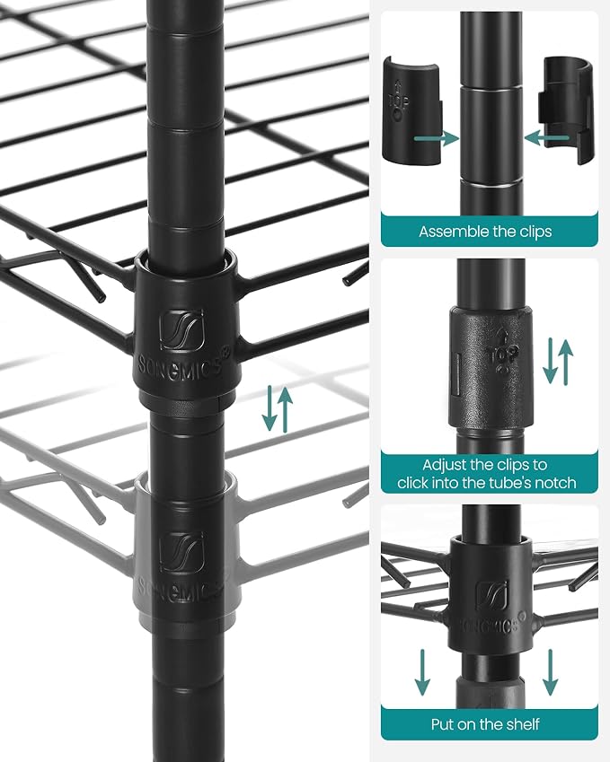 SONGMICS Storage Shelf, Bathroom Shelf, 5 Tier, Ink Black | Small space storage - Image 6