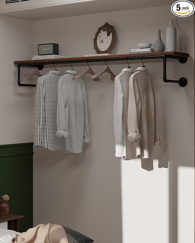 Clothes Rack 60in, Wall Mounted Garment Racks by INDUSTRIALSHELVESDESIGN
